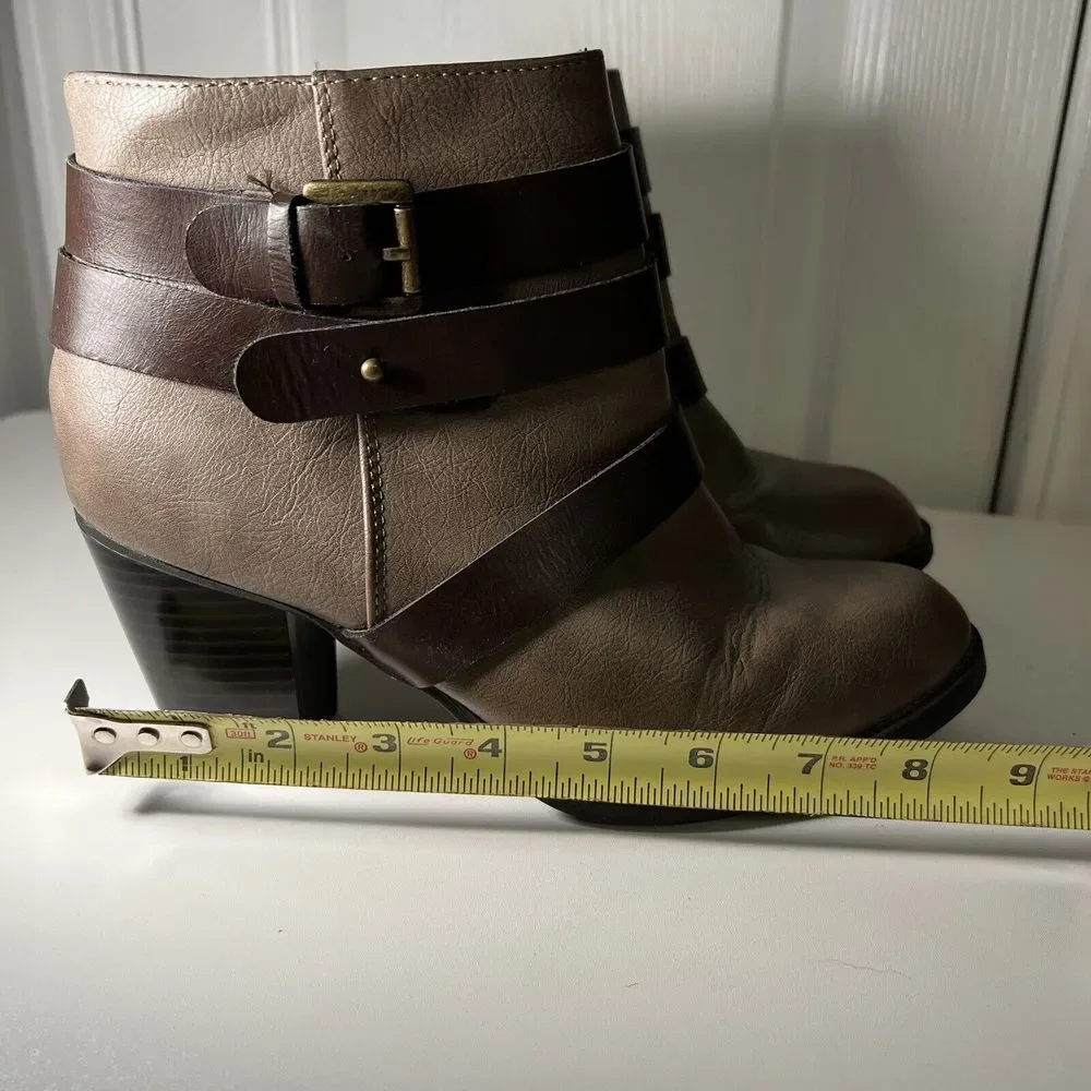 Rampage Boots Womens 8.5 M Vinci Ankle Booties‎ Brown Faux Leather